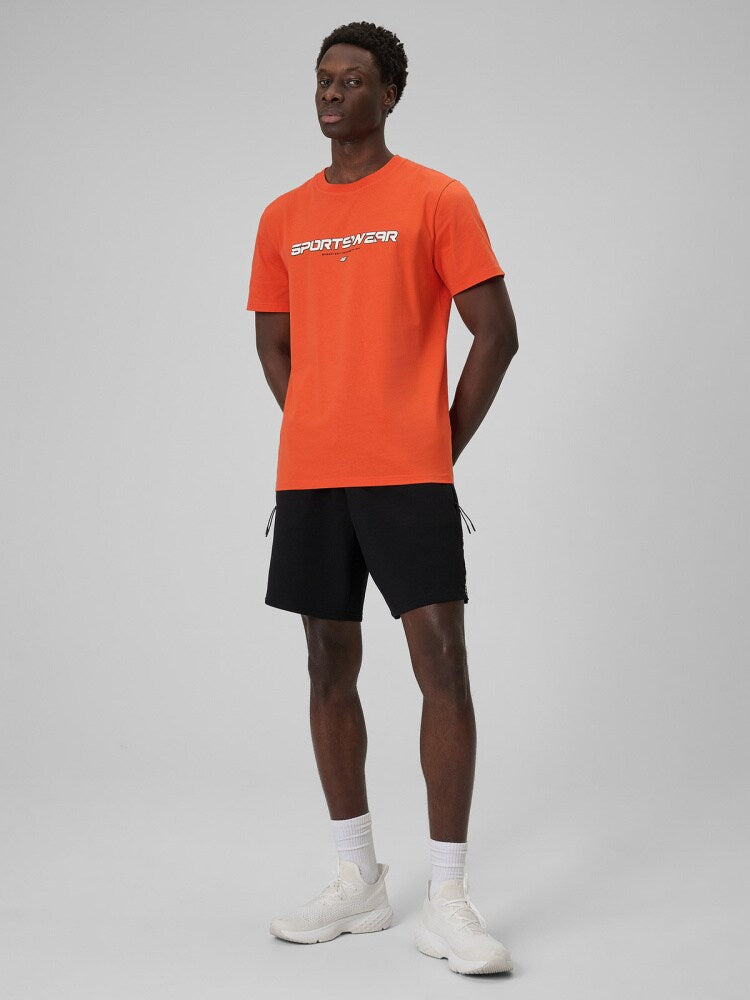T-shirt regular z nadrukiem męski - niebieski