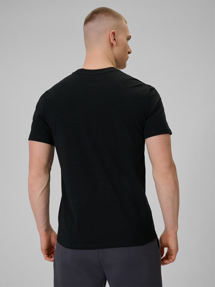 T-shirt regular z nadrukiem męski - czarny
