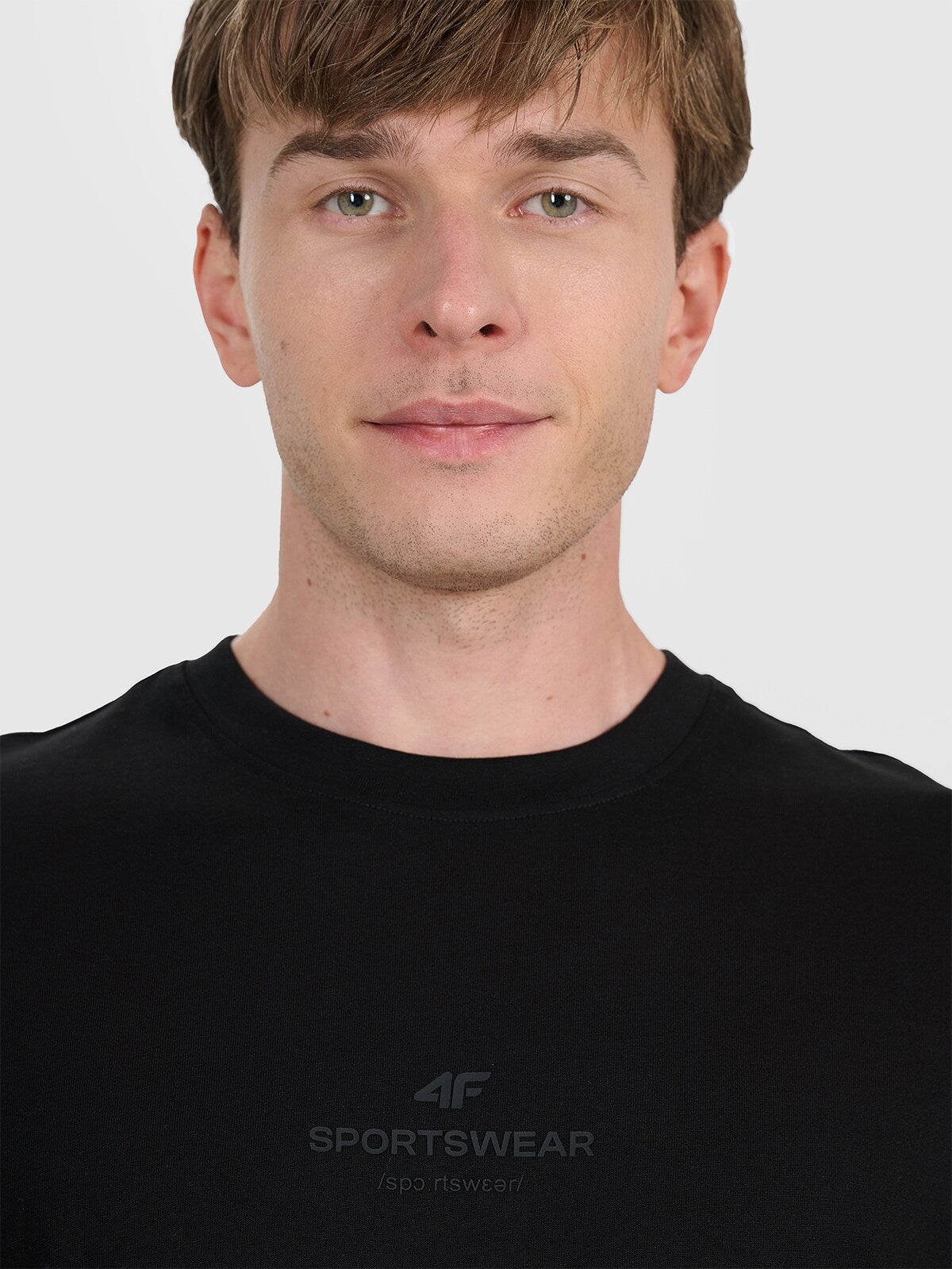 T-shirt regular z nadrukiem męski - szary