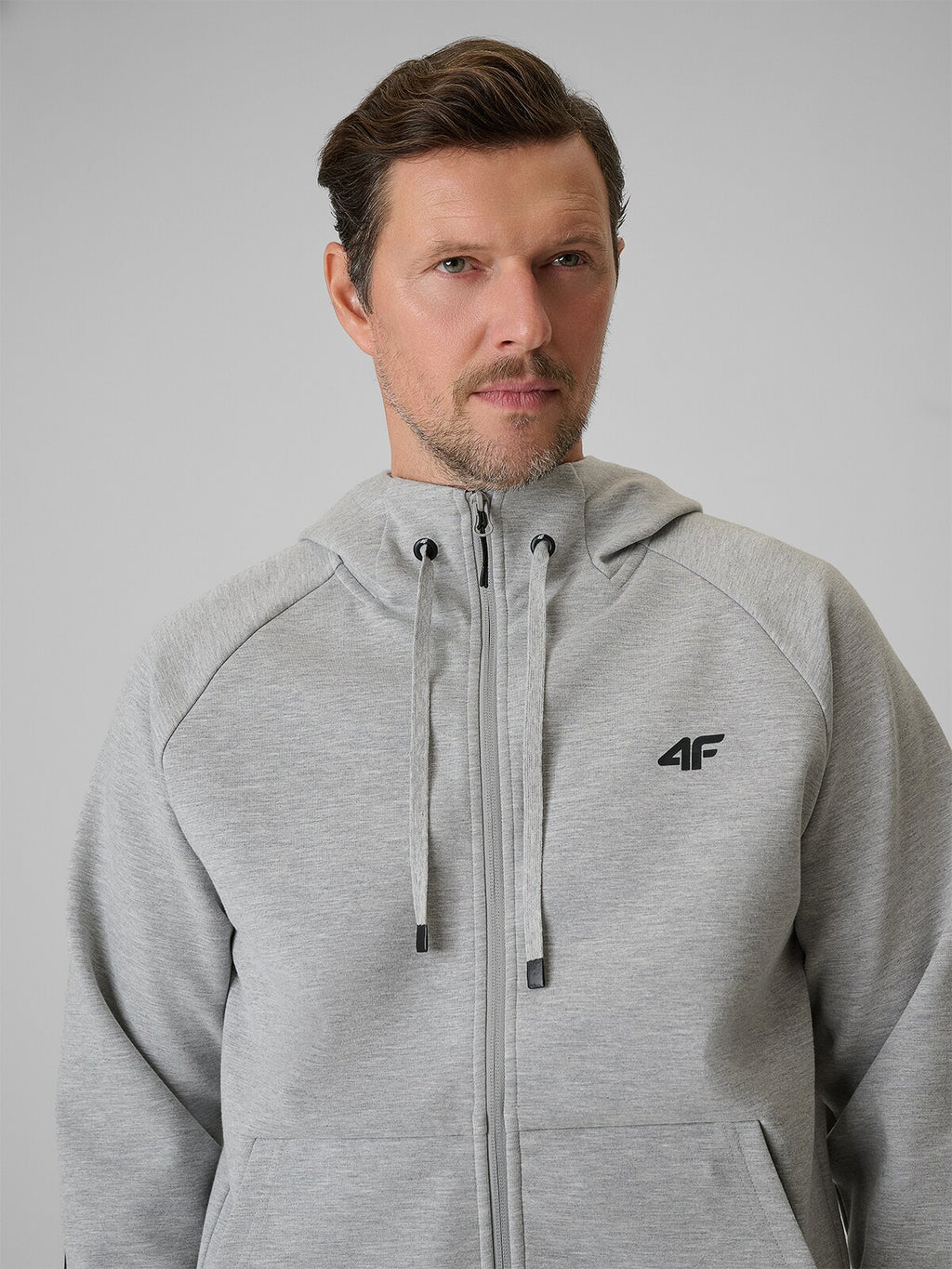 Bluza dresowa regular z kapturem męska - szara