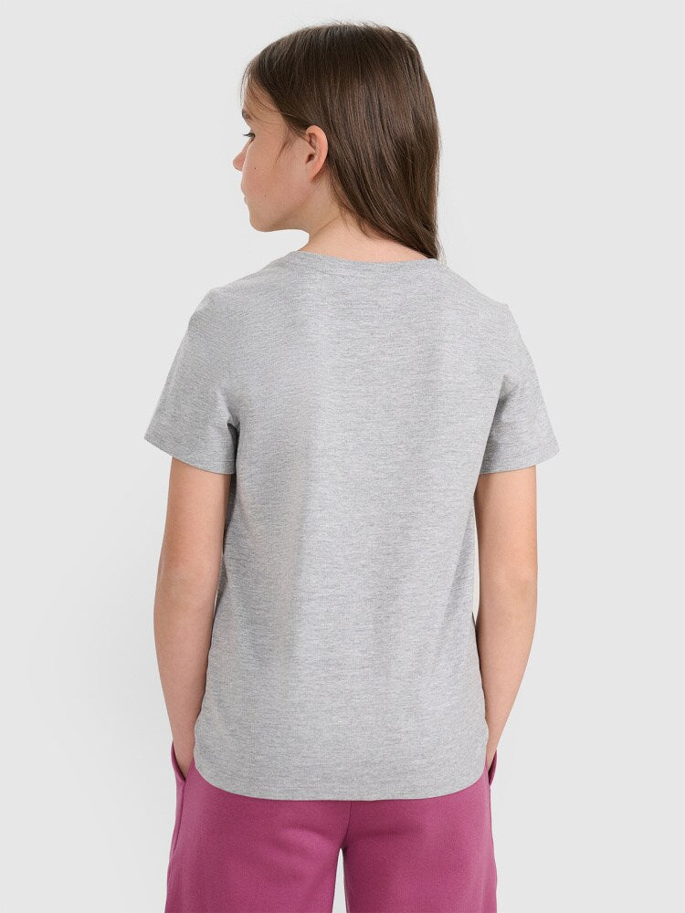 T-shirt regular gładki dziewczęcy - biały