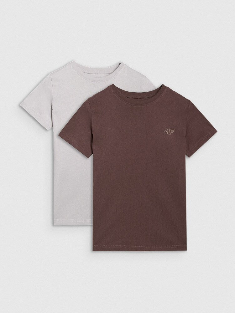 T-shirt regular gładki (2-pack) dziecięcy - multikolor