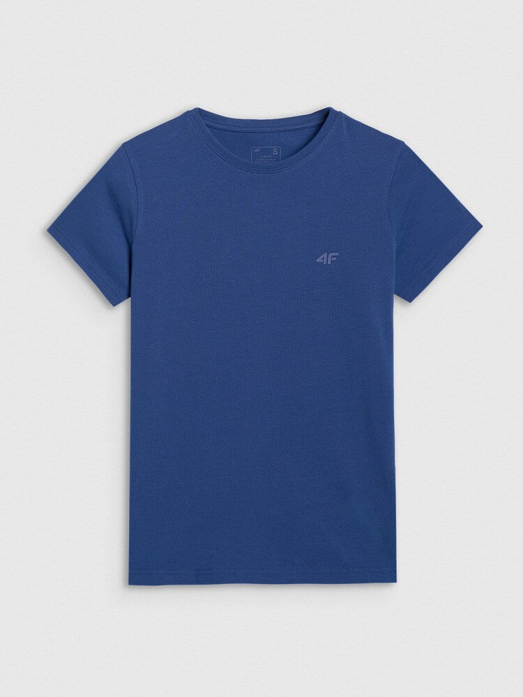 T-shirt slim gładki damski - granatowy