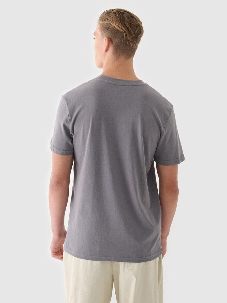 T-shirt regular gładki męski - szary