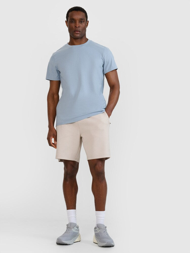 T-shirt regular gładki męski - beżowy
