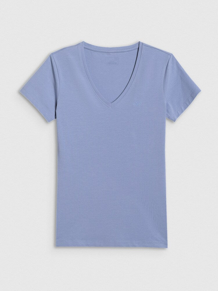 T-shirt slim gładki damski - czarny