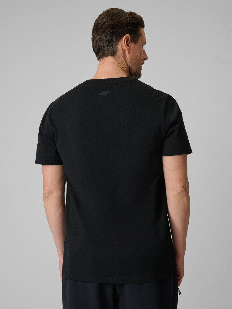 T-shirt regular z nadrukiem męski - czarny