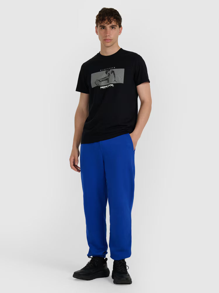 T-shirt regular z nadrukiem męski - granatowy