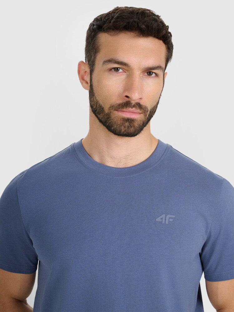 T-shirt regular gładki męski - szary
