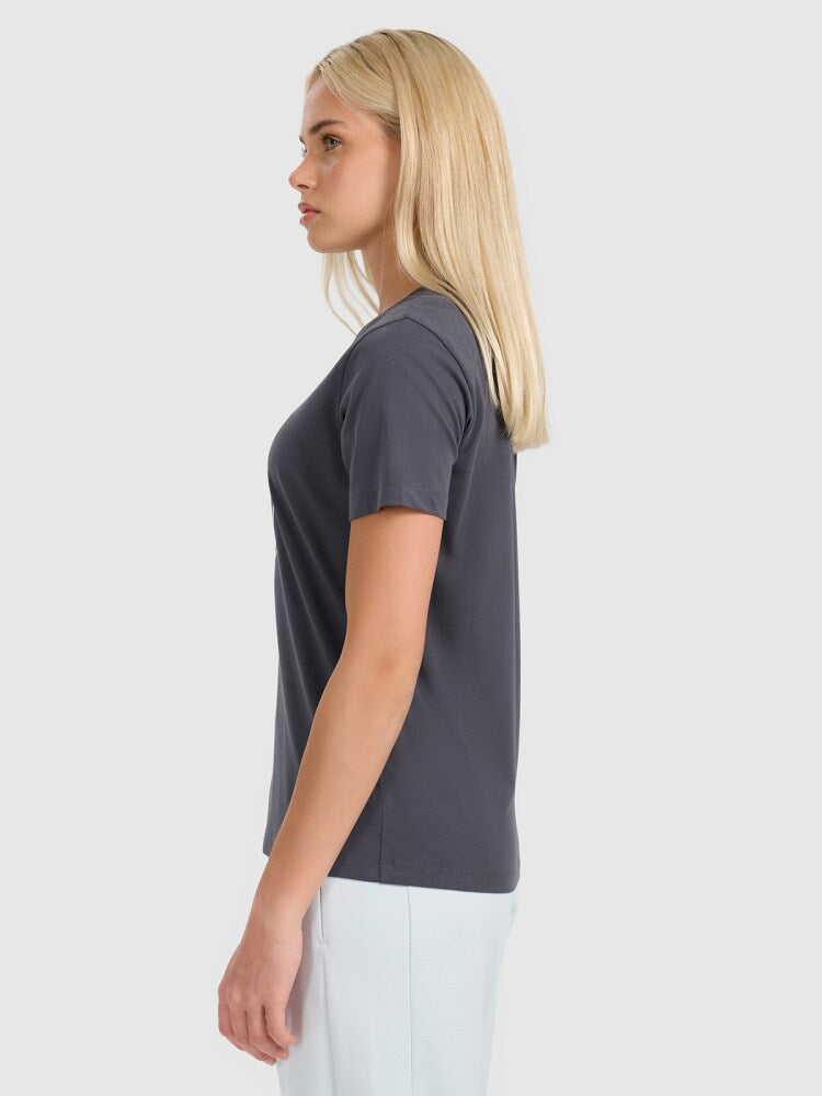 T-shirt regular z nadrukiem damski - zielony