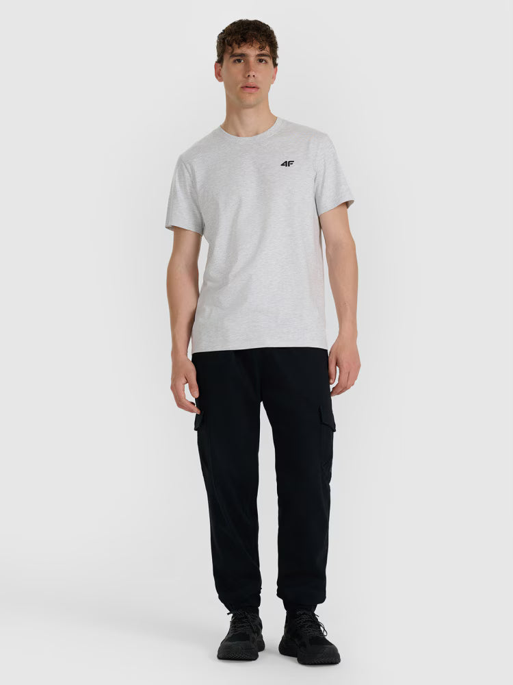 T-shirt regular gładki męski - szary