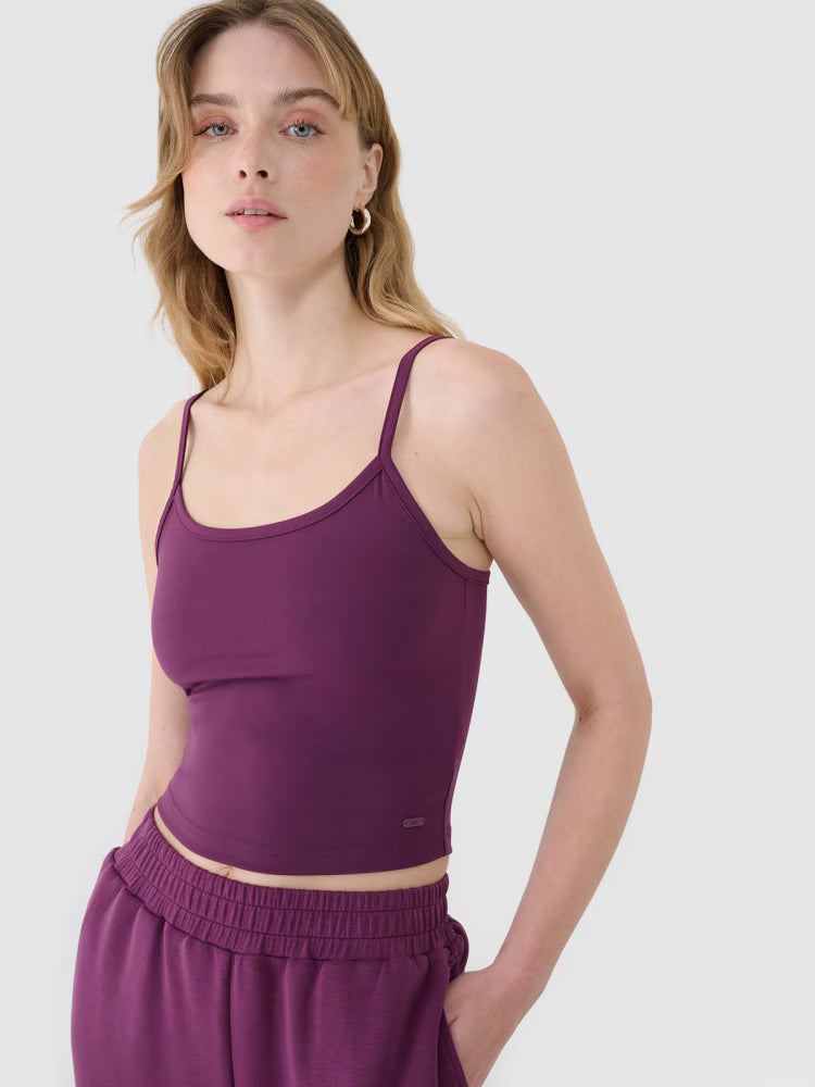 Crop-top slim damski - fioletowy