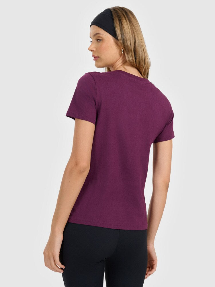 T-shirt regular gładki damski - czarny