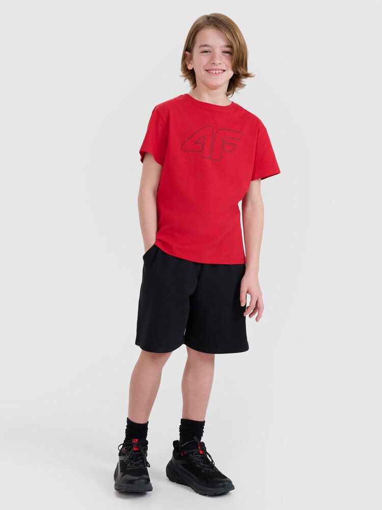 T-shirt oversize z nadrukiem chłopięcy - czerwony