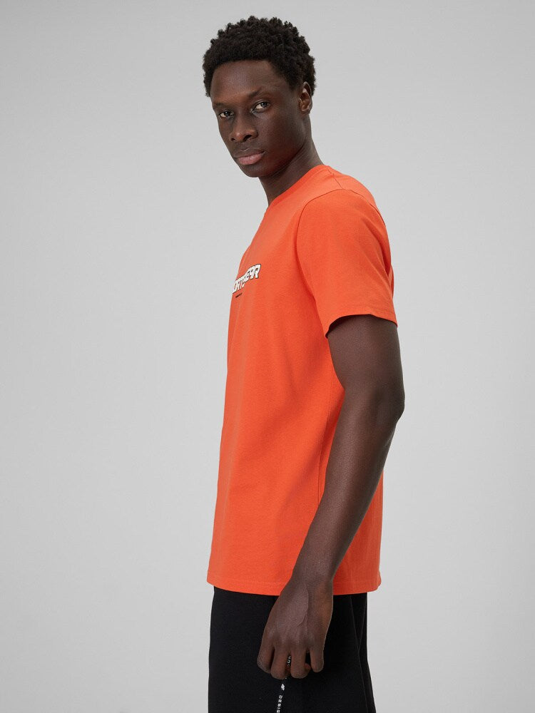 T-shirt regular z nadrukiem męski - niebieski