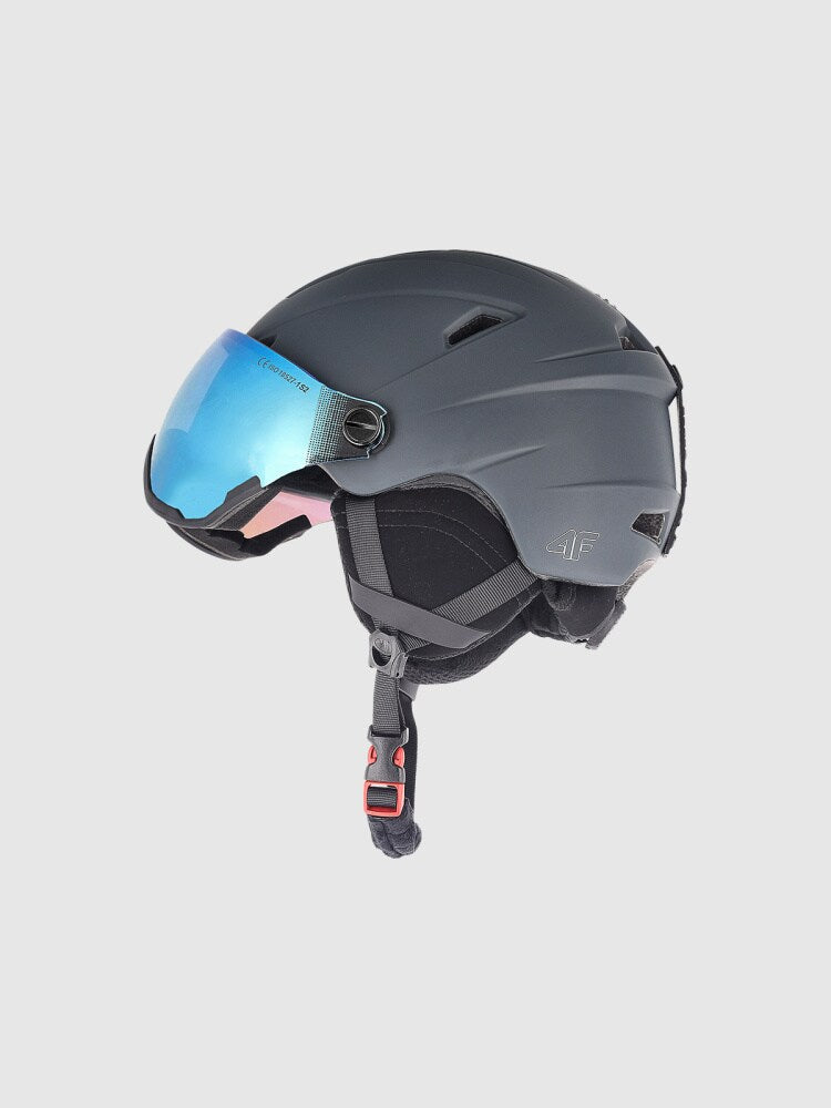 Kask narciarski z goglami uniseks - szary