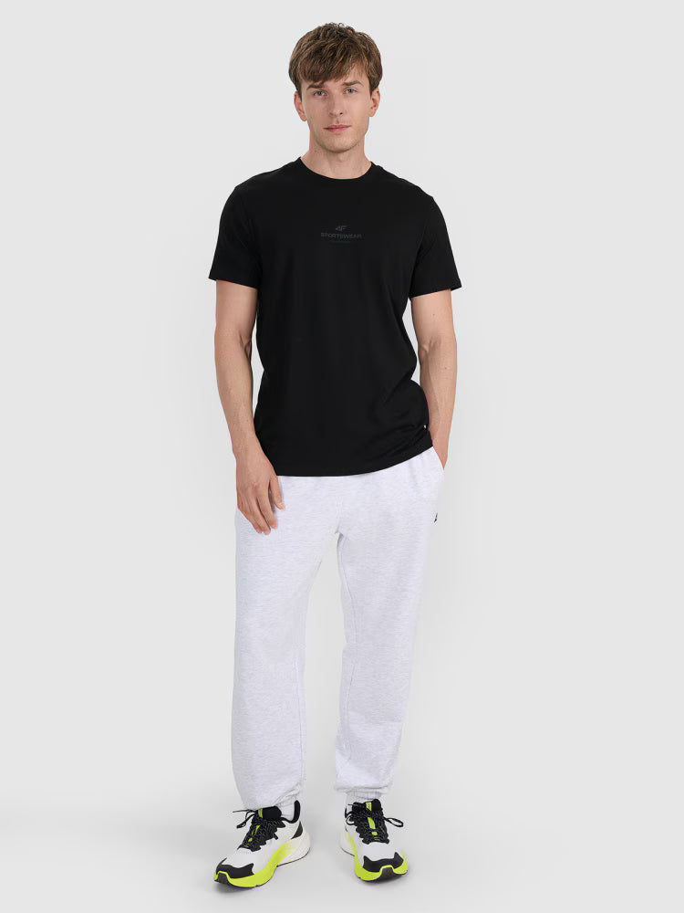 T-shirt regular z nadrukiem męski - szary