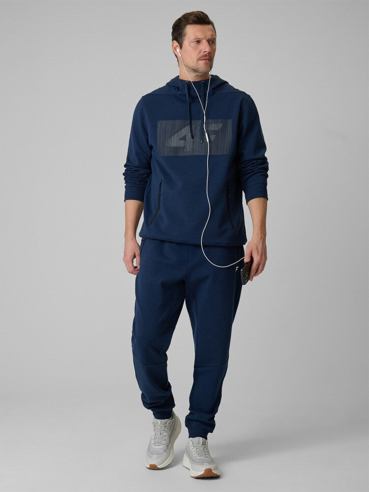 Bluza dresowa regular z kapturem męska - granatowa