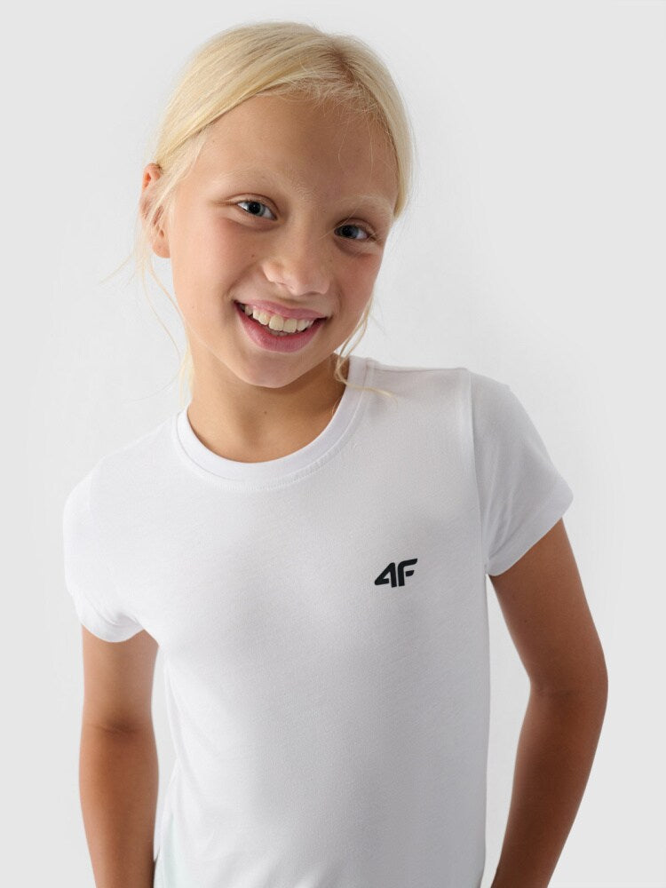 T-shirt gładki dziewczęcy - chłodny jasny szary