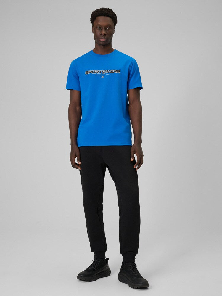 T-shirt regular z nadrukiem męski - niebieski