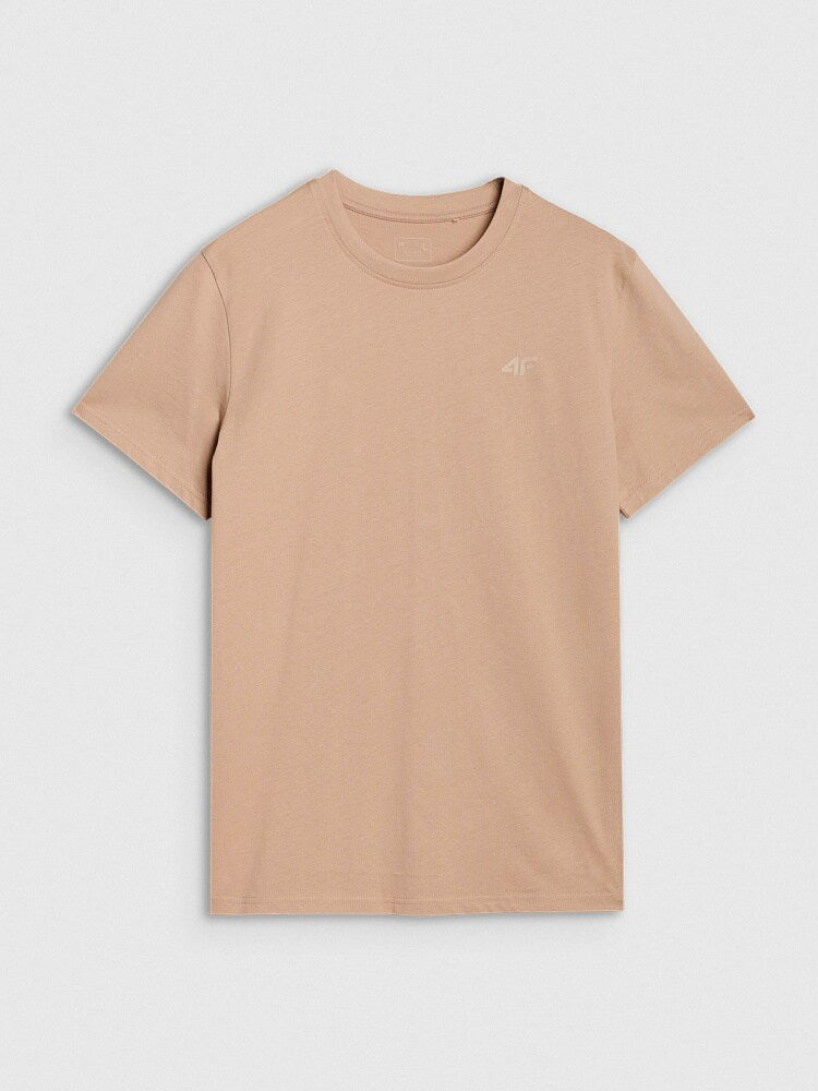 T-shirt regular gładki męski - beżowy