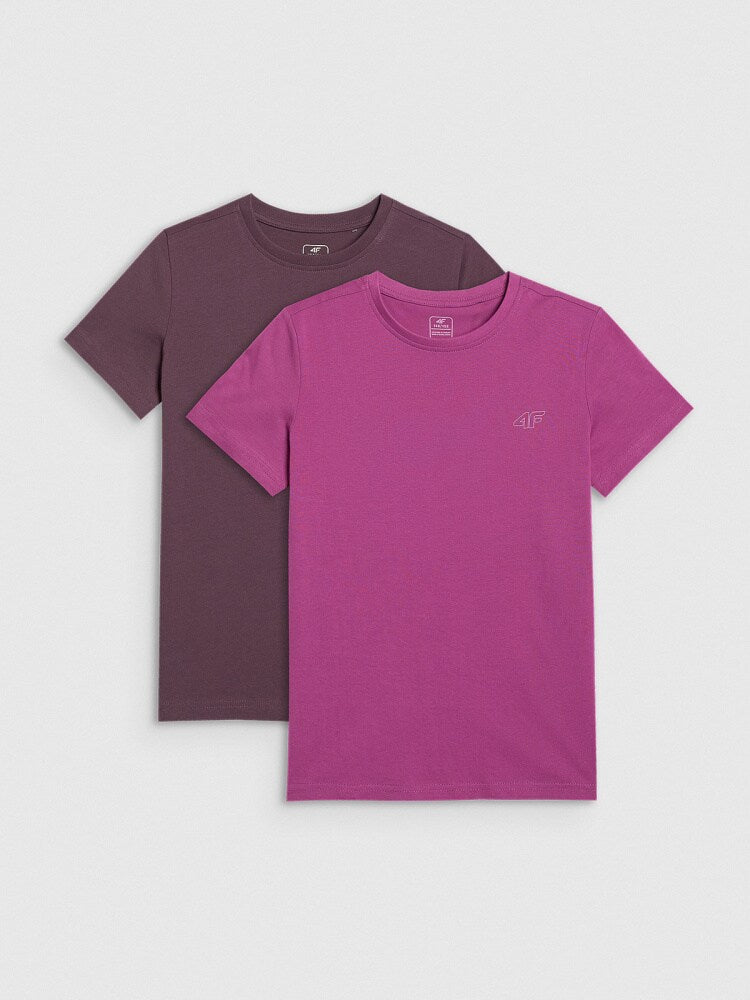 T-shirt regular gładki (2-pack) dziecięcy - multikolor