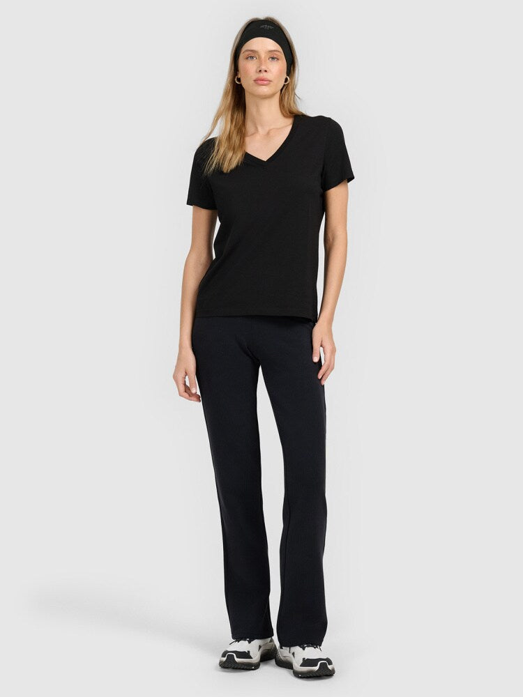 T-shirt regular gładki damski - czarny