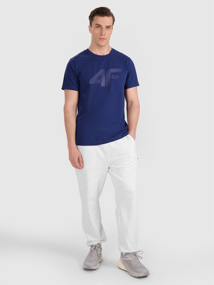 T-shirt regular z nadrukiem męski - biały