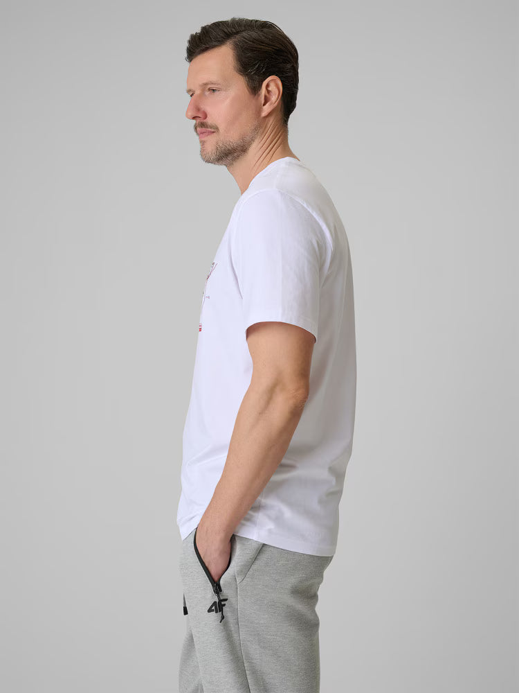 T-shirt regular z nadrukiem męski - czerwony