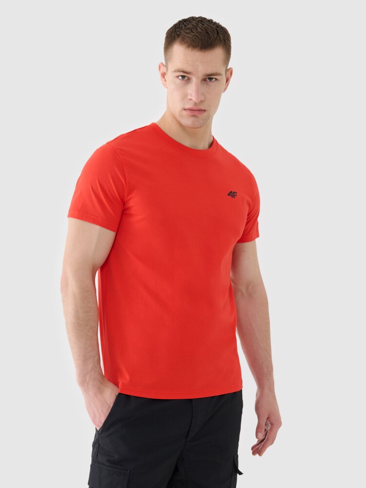 T-shirt regular gładki męski - szary