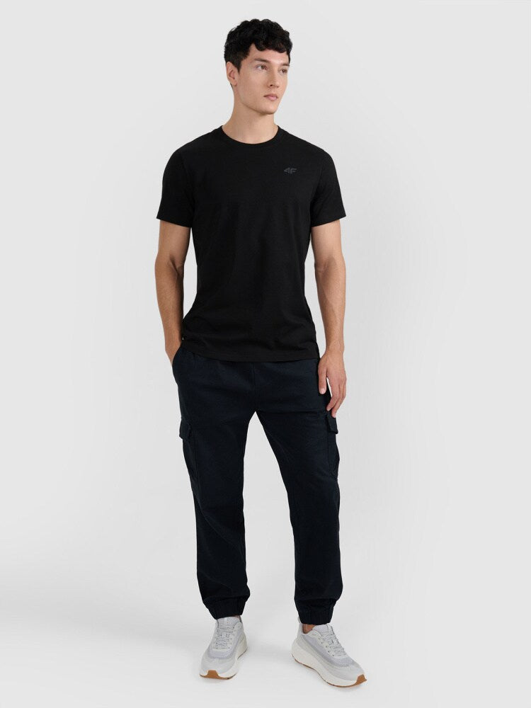 T-shirt regular gładki męski (2-pack) - czarny