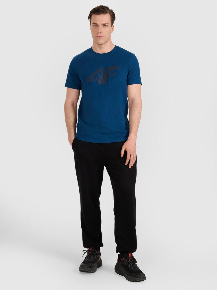 T-shirt regular z nadrukiem męski - biały