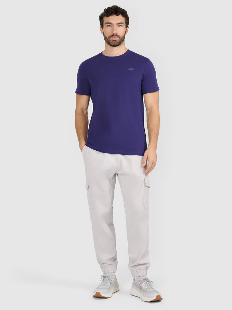 T-shirt regular gładki męski - szary