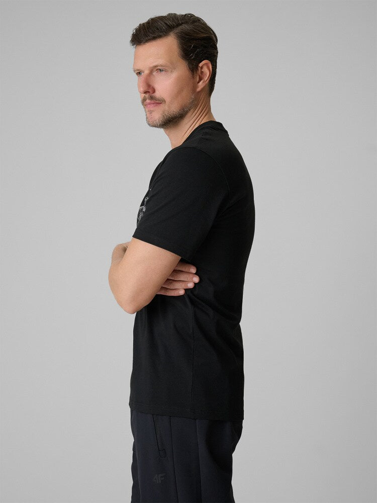 T-shirt regular z nadrukiem męski - czerwony