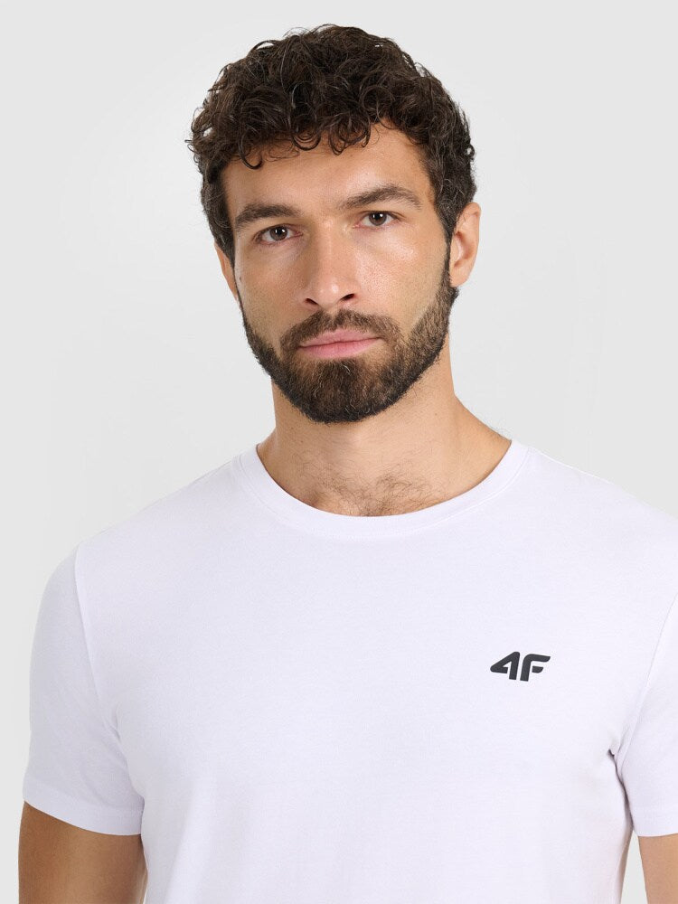 T-shirt slim gładki męski - granatowy