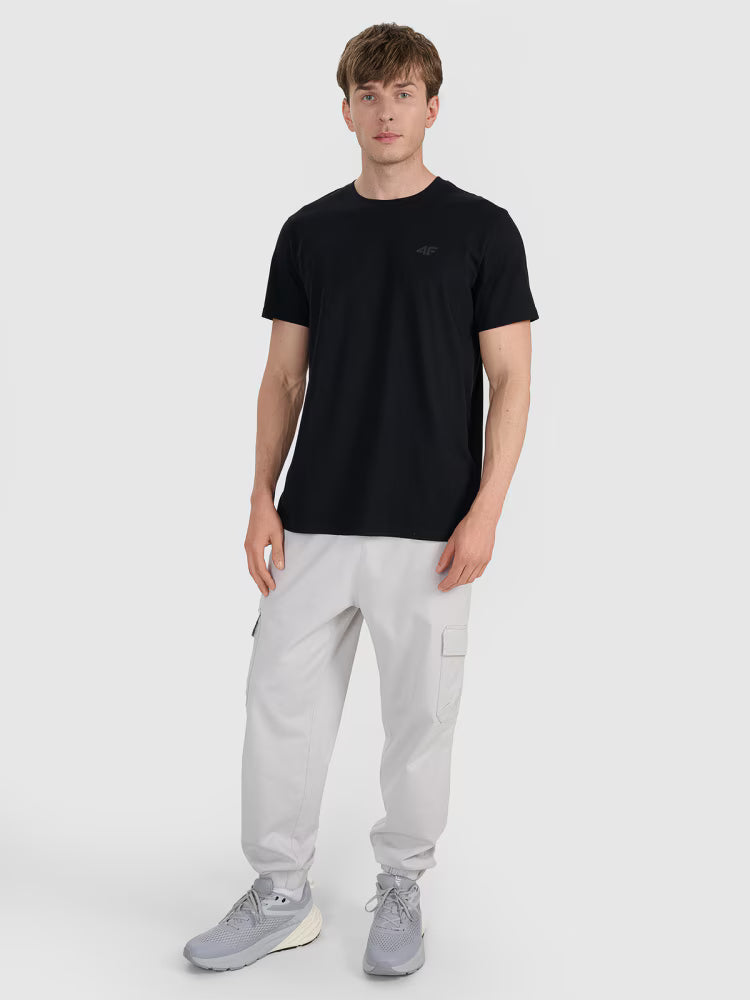 T-shirt regular gładki męski - szary
