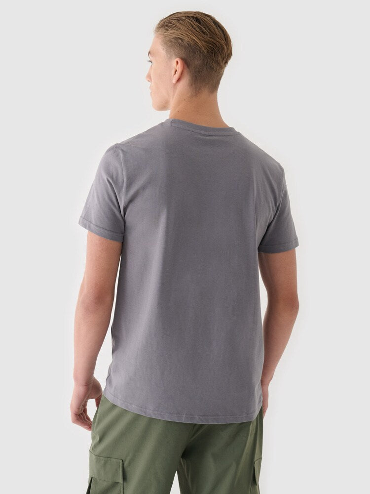 T-shirt regular z nadrukiem męski - biały