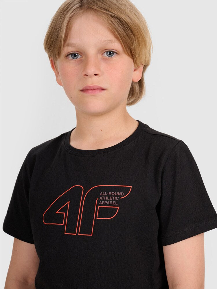 T-shirt regular z nadrukiem chłopięcy - czarny