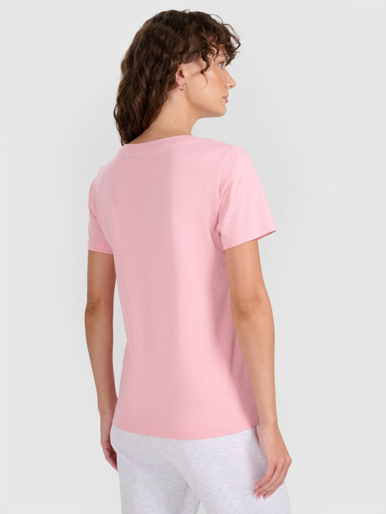 T-shirt regular gładki damski - czarny