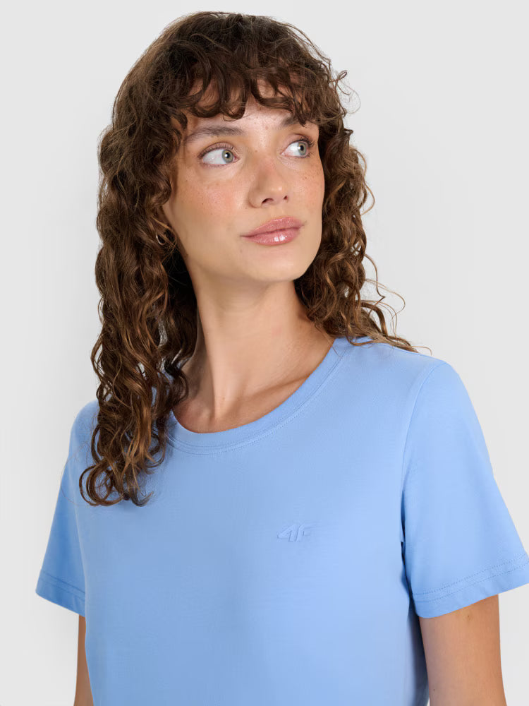 T-shirt regular gładki damski - czarny