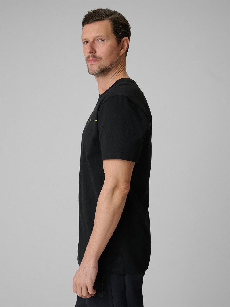 T-shirt regular z nadrukiem męski - czarny