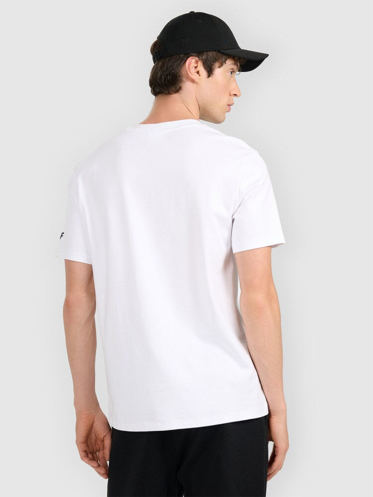 T-shirt regular z nadrukiem męski 4FIVO x Robert Lewandowski - biała