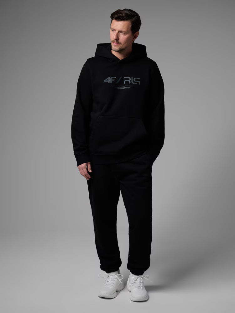Bluza dresowa regular z kapturem męska 4FIVO x Robert Lewandowski - czarna