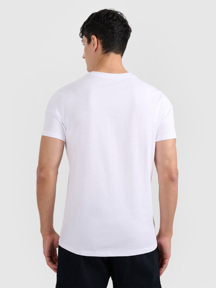 T-shirt regular gładki męski (2-pack) - czarny