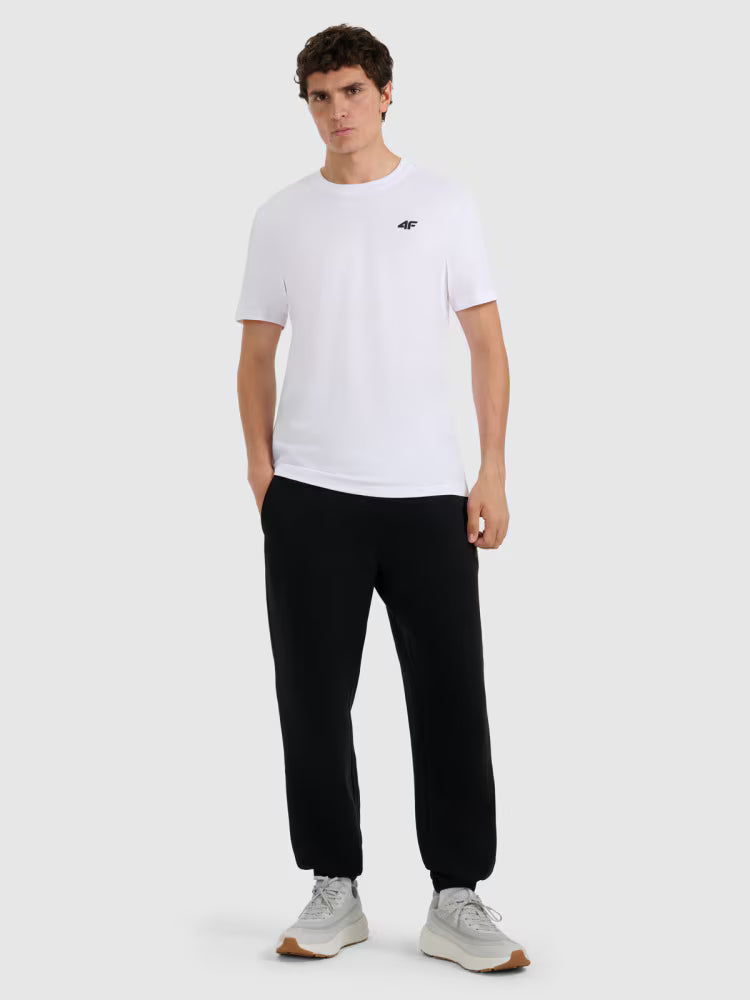 T-shirt regular gładki męski - czarny