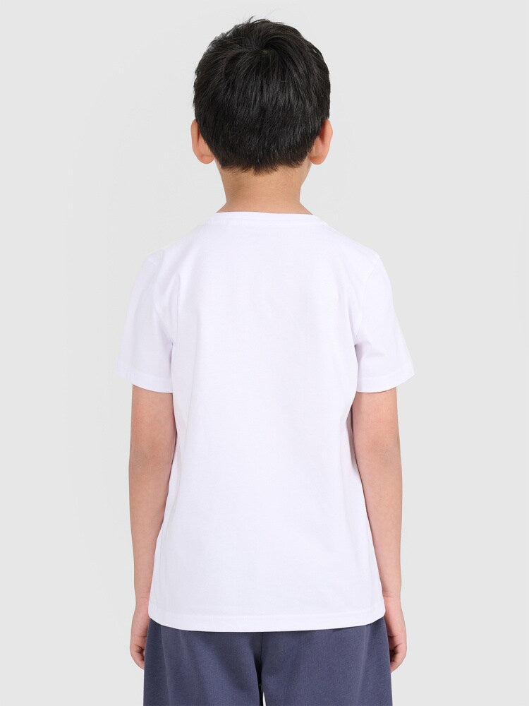 T-shirt regular gładki chłopięcy - czarny