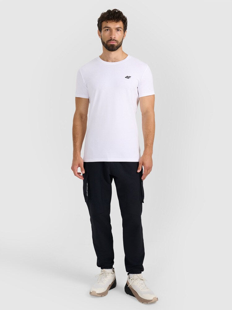 T-shirt slim gładki męski - czarny