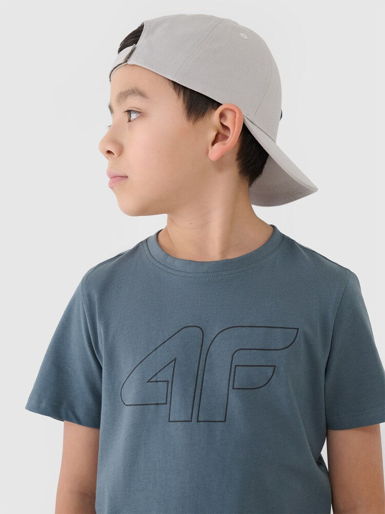 T-shirt z nadrukiem chłopięcy - granatowy