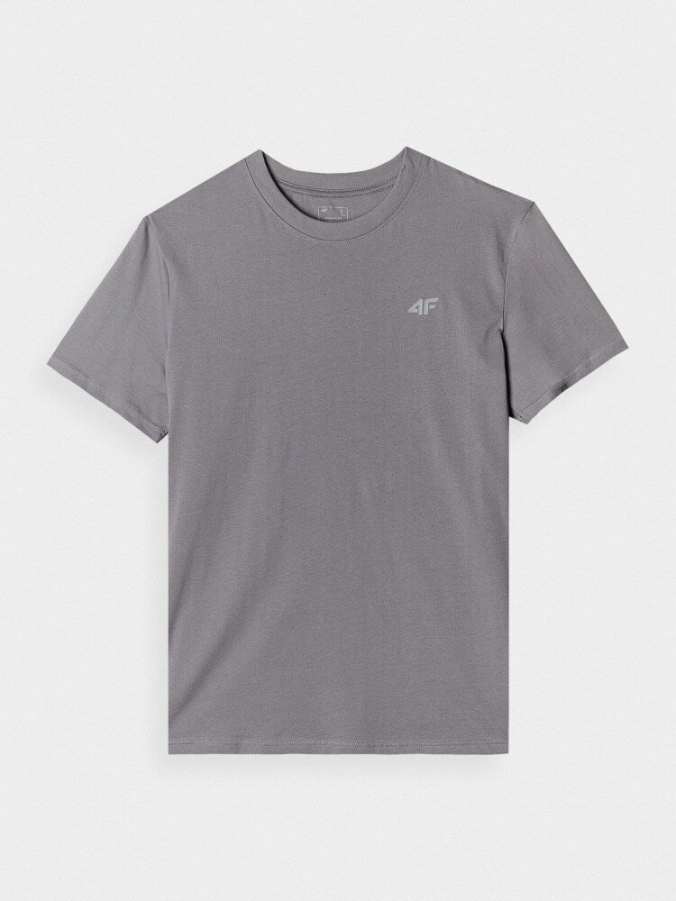 T-shirt regular gładki męski - szary