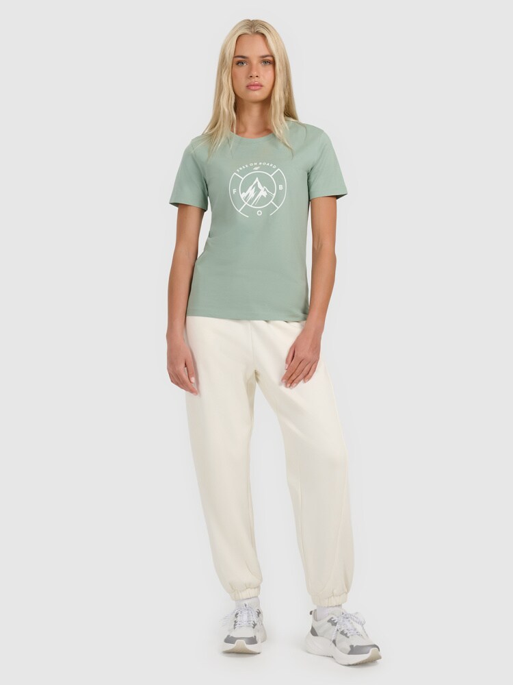 T-shirt regular z nadrukiem damski - zielony